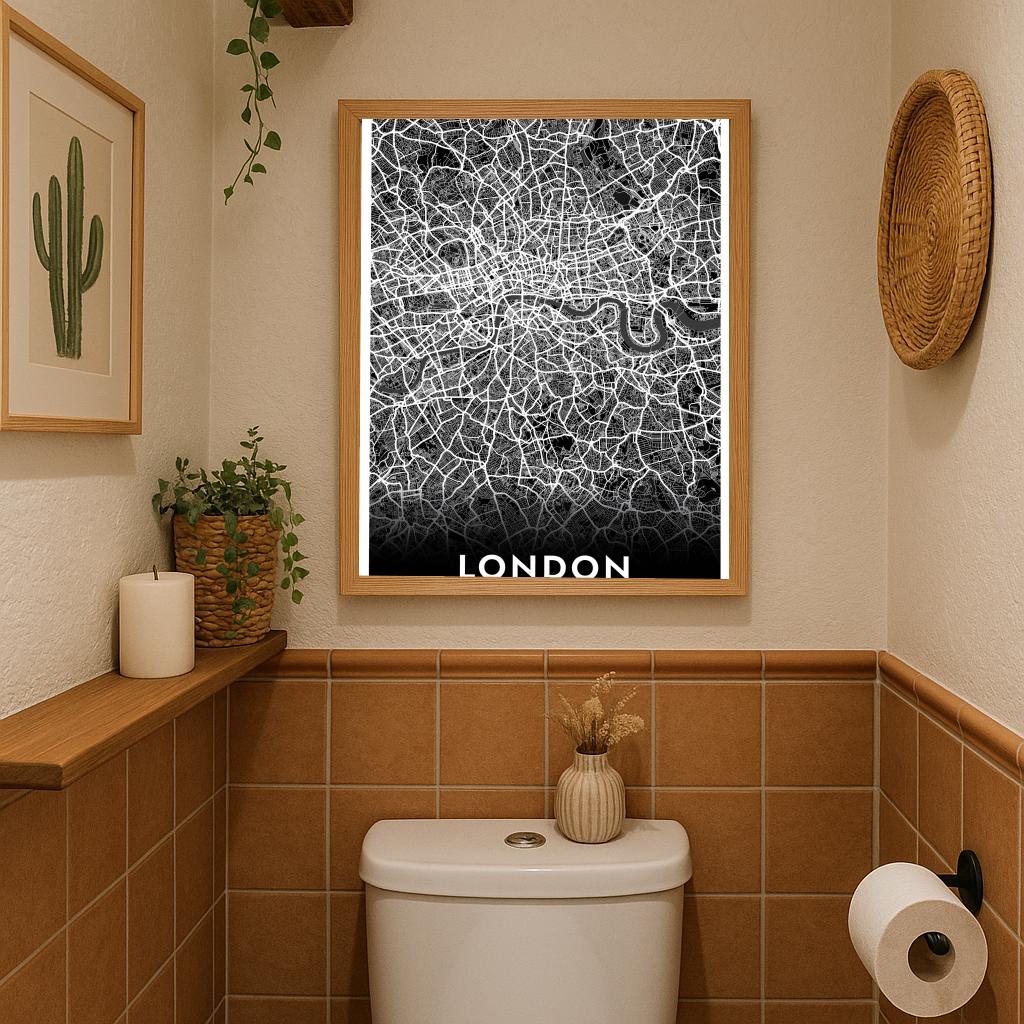 London Map United Kingdom Black poster sfeerbeeld 3