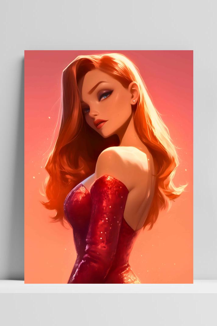 Jessica Rabbit op 3mm aluminium dibond