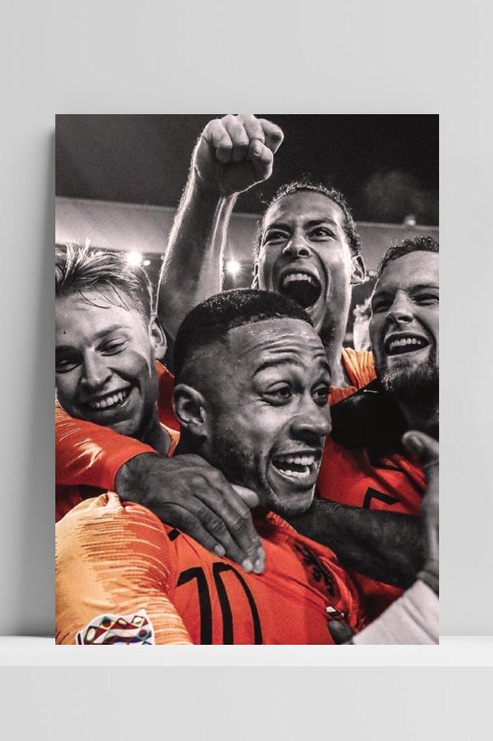 Nederlands Elftal op 3mm aluminium dibond