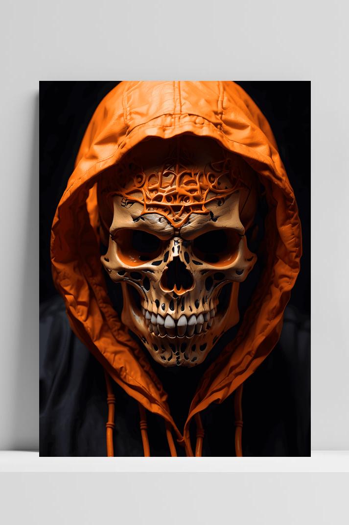 Hoofddoek Schedel op 3mm aluminium dibond
