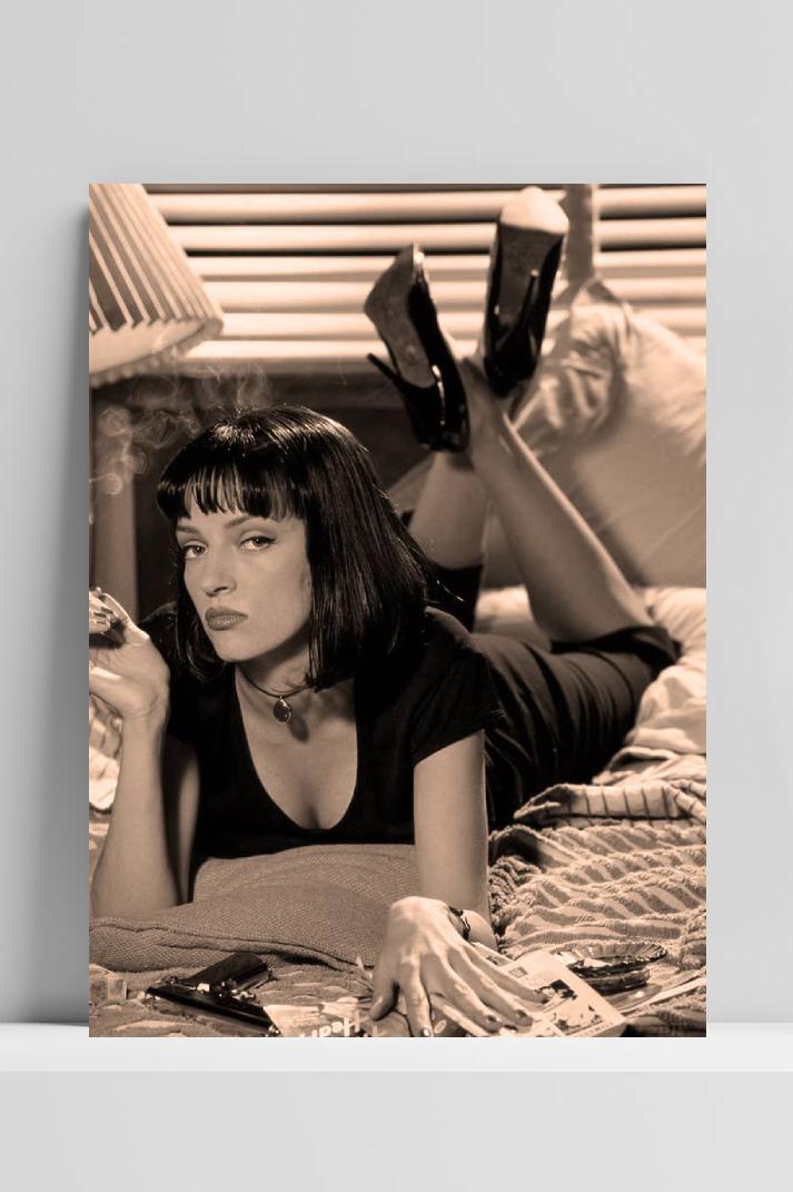 Uma Thurman Pulp Fiction op 3mm aluminium dibond