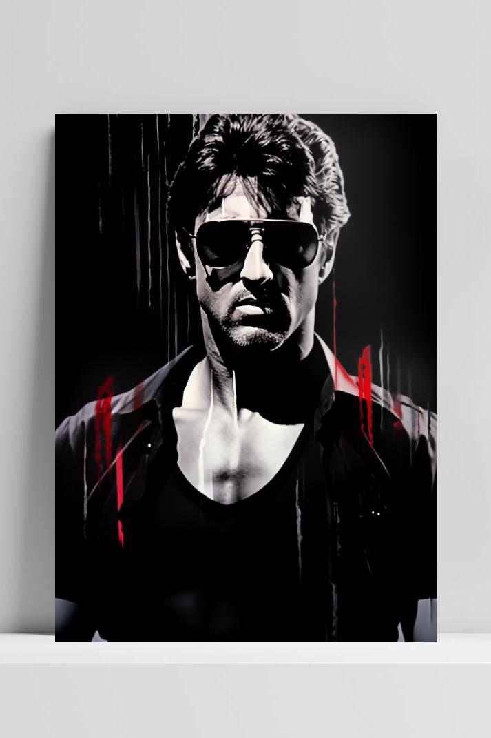Cobra Sylvester Stallone op 3mm aluminium dibond
