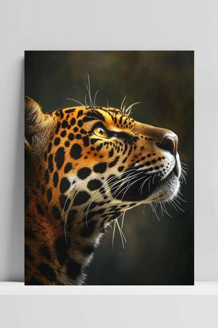 Jaguar Kijkt Omhoog op 3mm aluminium dibond