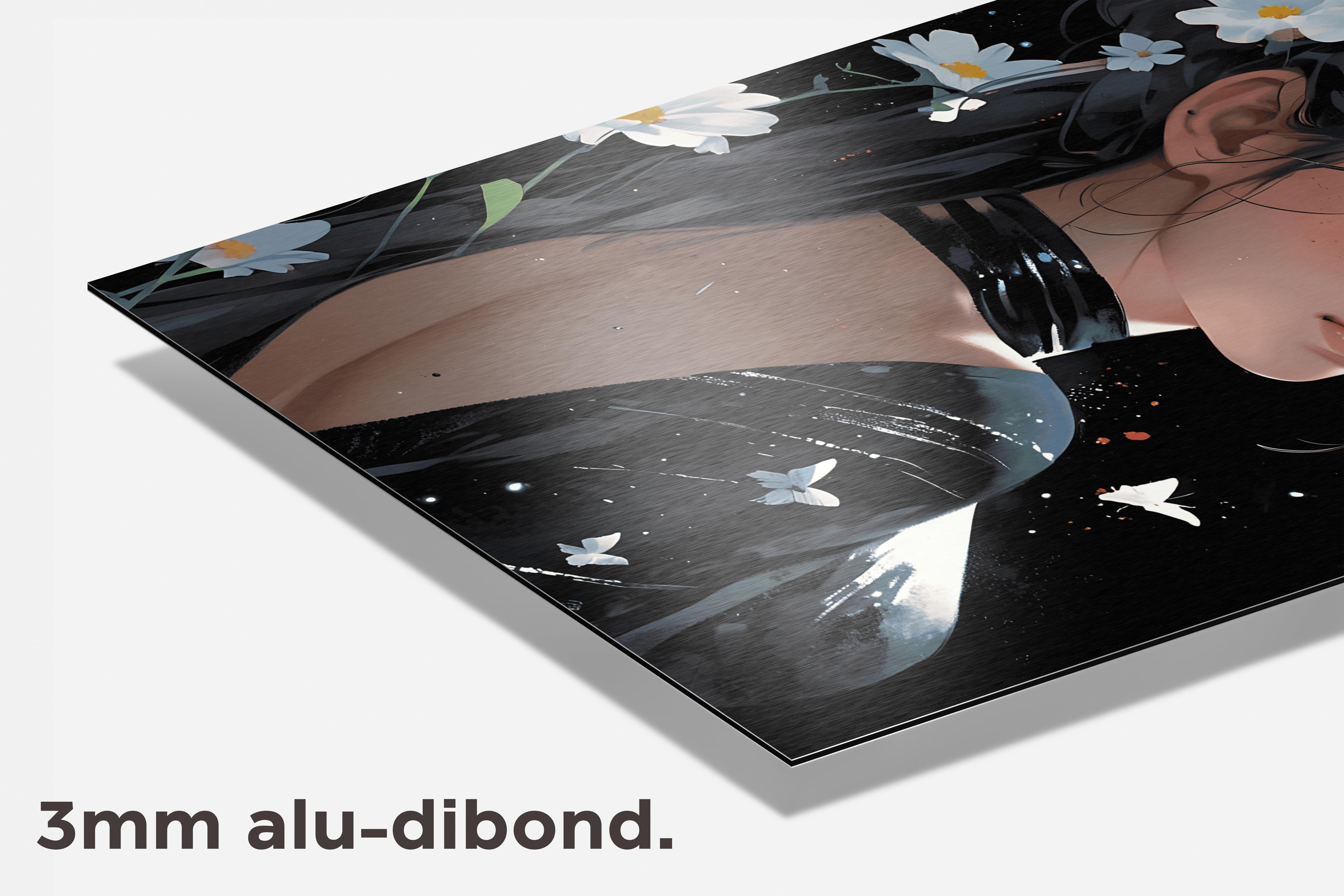 Blauw Vlindermeisje dibond detail