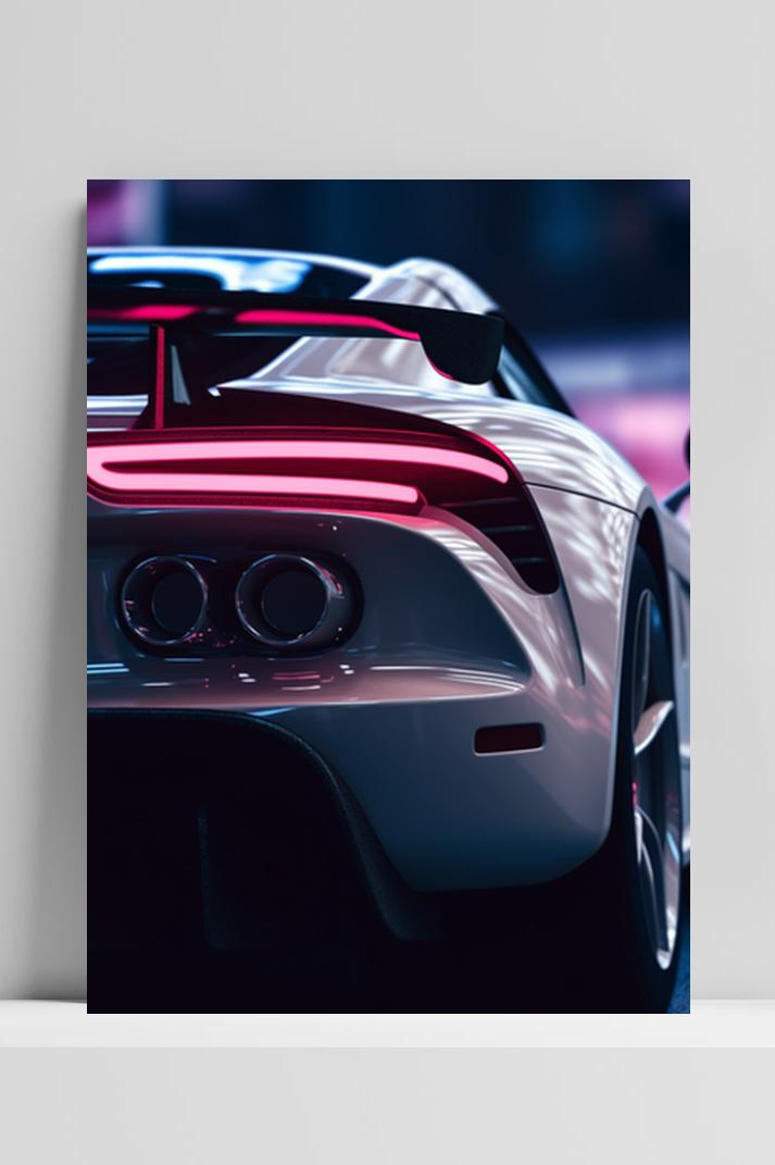 Sportauto Achterkant op 3mm aluminium dibond