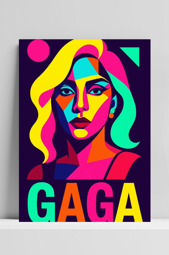 Lady Gaga Pop Art op 3mm aluminium dibond