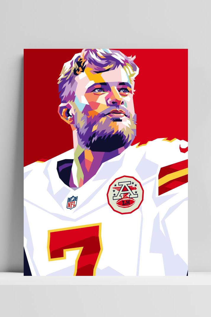 Harrison Butker Pop Art op 3mm aluminium dibond