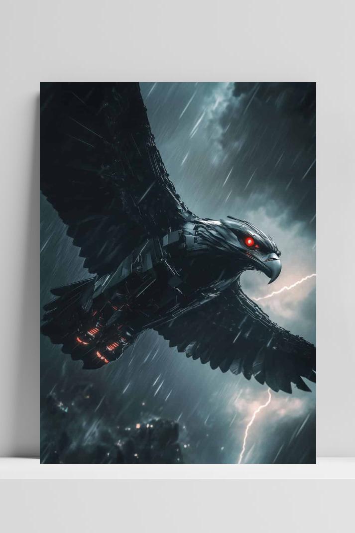 Cyborg Adelaar op 3mm aluminium dibond