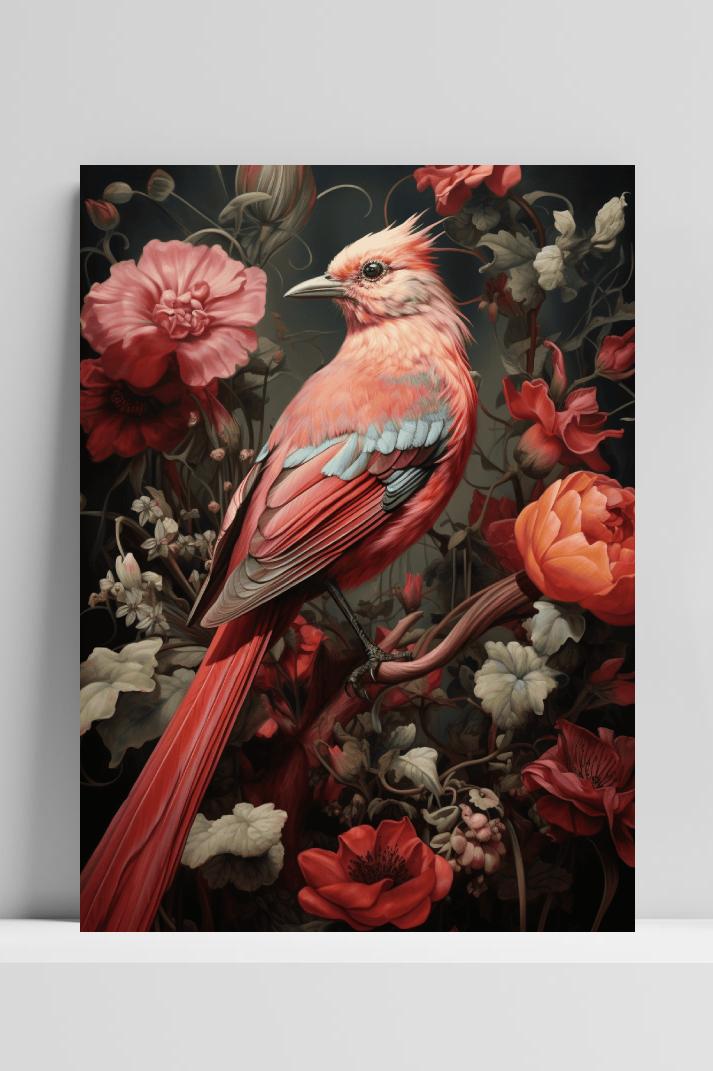 Rode Vogel op 3mm aluminium dibond