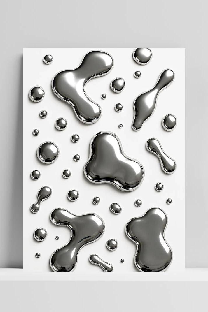 Silver Drops Fluid Mercury dans un intérieur