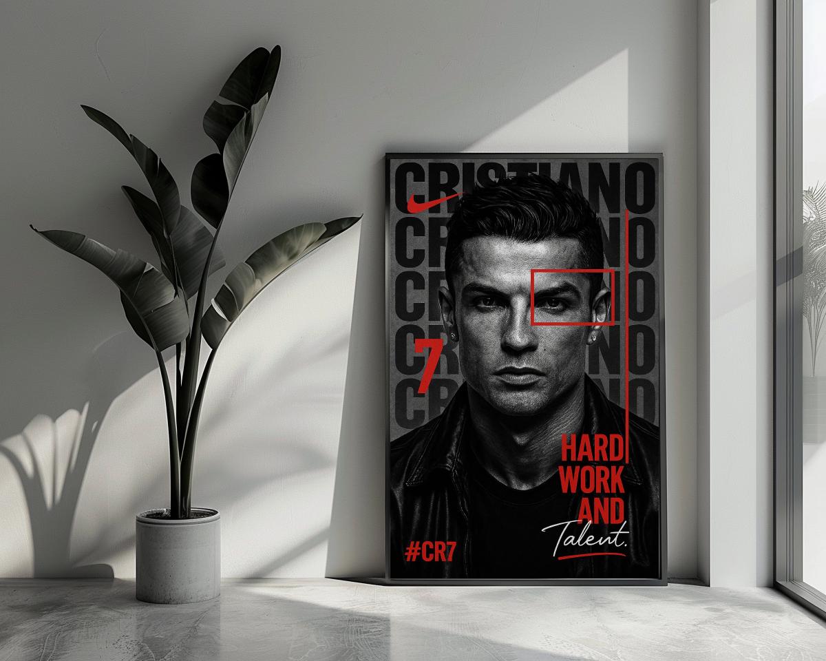 Cristiano Ronaldo Hard Work poster van 25 Artstreet