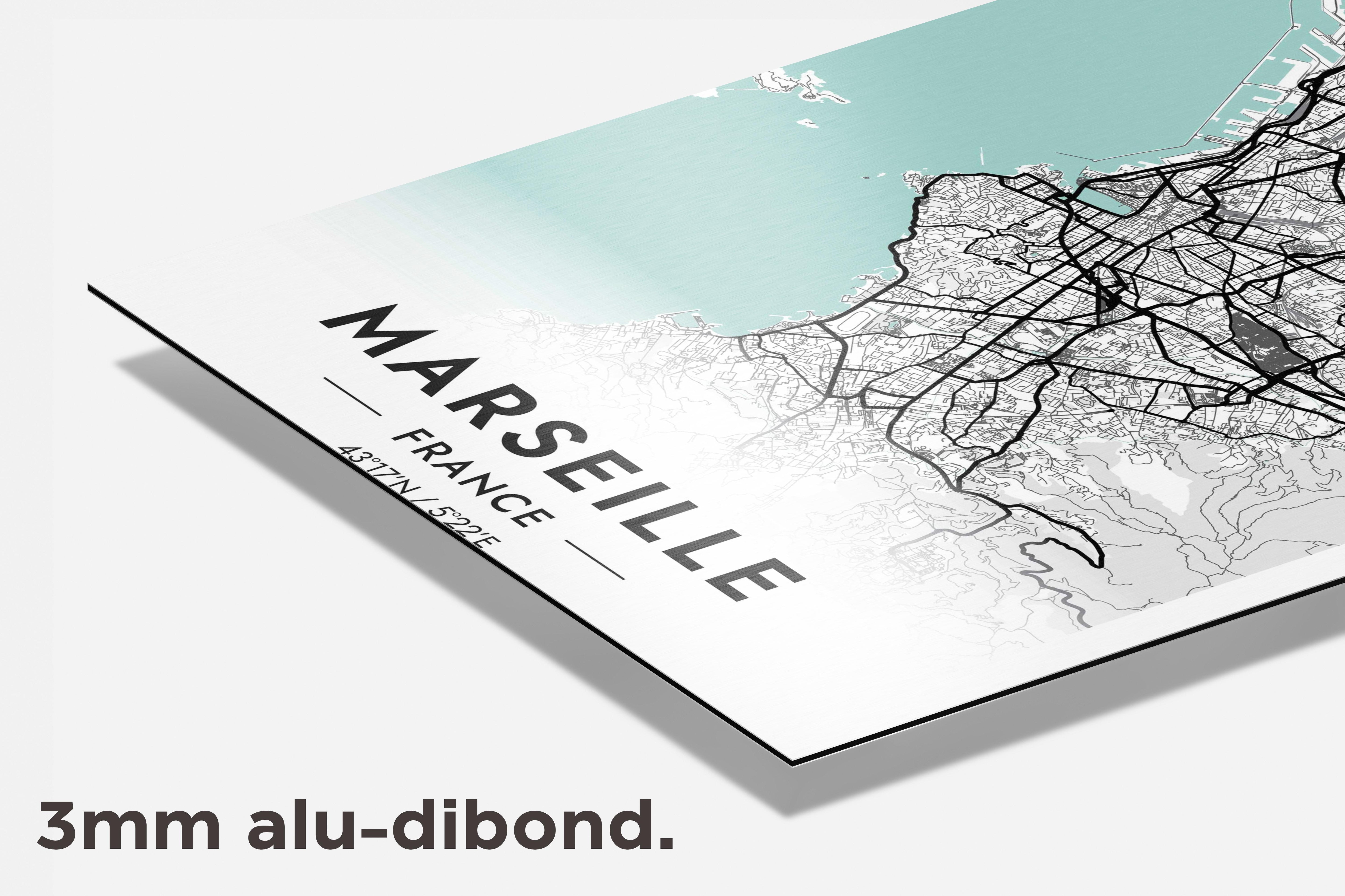 Marseille Kaart Frankrijk dibond detail