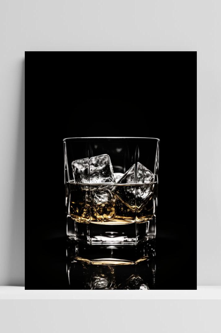 Whisky Glas Zwart op 3mm aluminium dibond