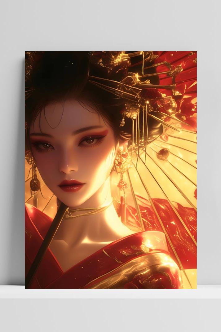 Geisha op 3mm aluminium dibond