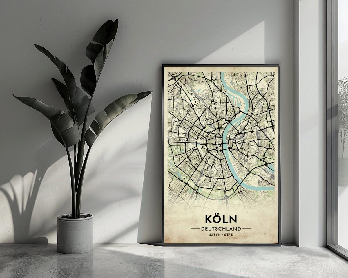 Koln Map Deutschland Vintage poster van 25 Artstreet