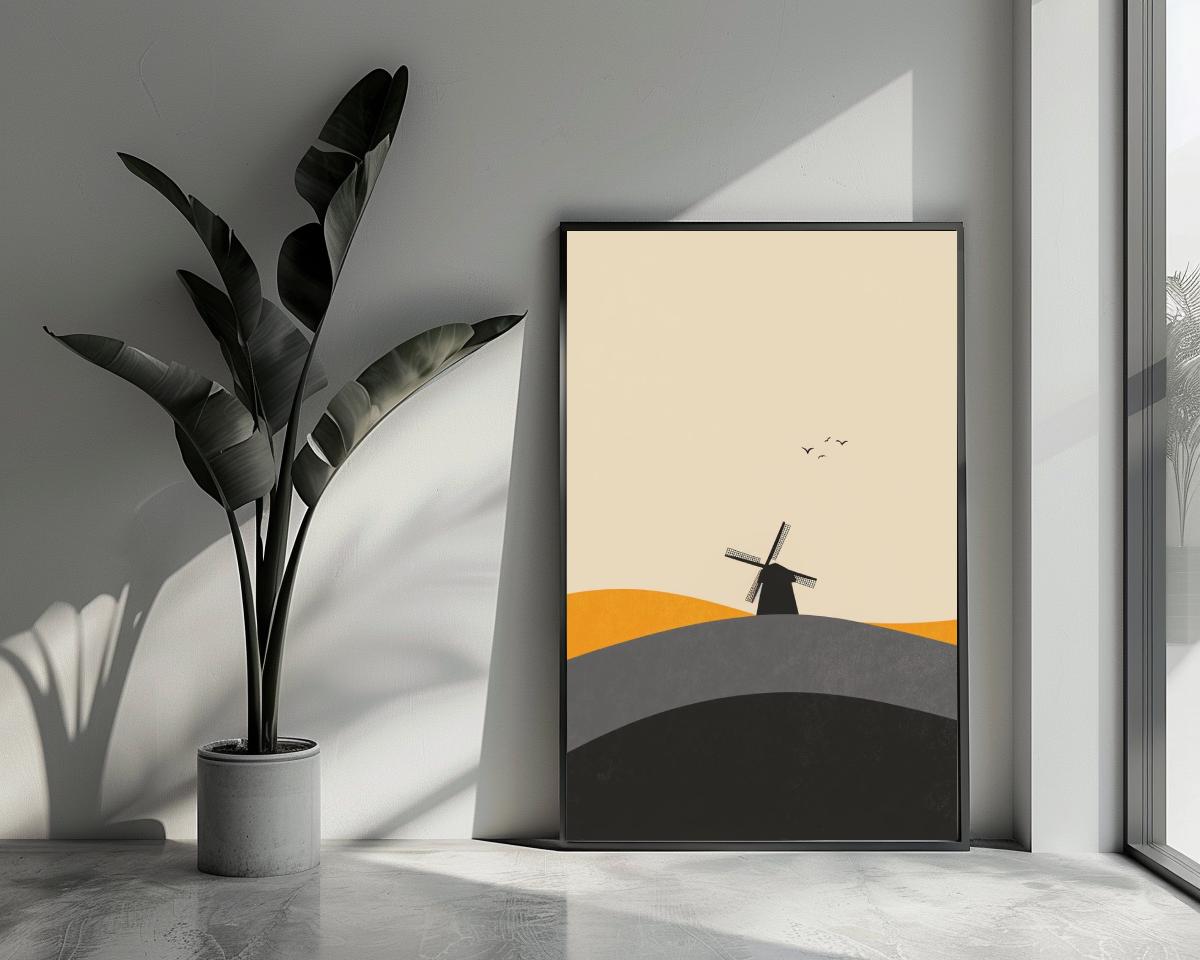 Windmill Silhouette Minimalistic poster van 25 Artstreet