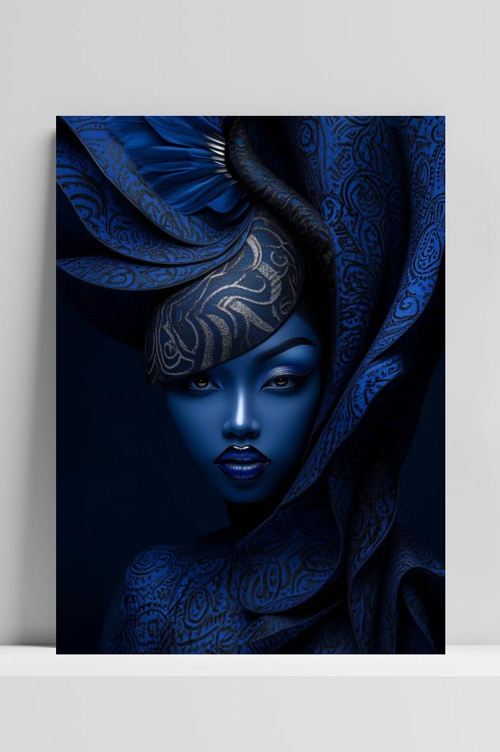Blauwe Dame op 3mm aluminium dibond