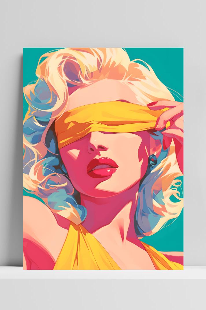 Marilyn Monroe Geel op 3mm aluminium dibond