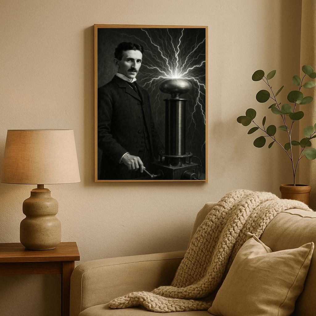 Nikola Tesla Electricity B&W poster sfeerbeeld 2