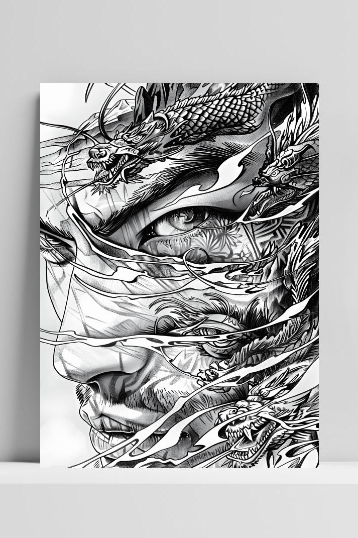 Draakmantekening op 3mm aluminium dibond