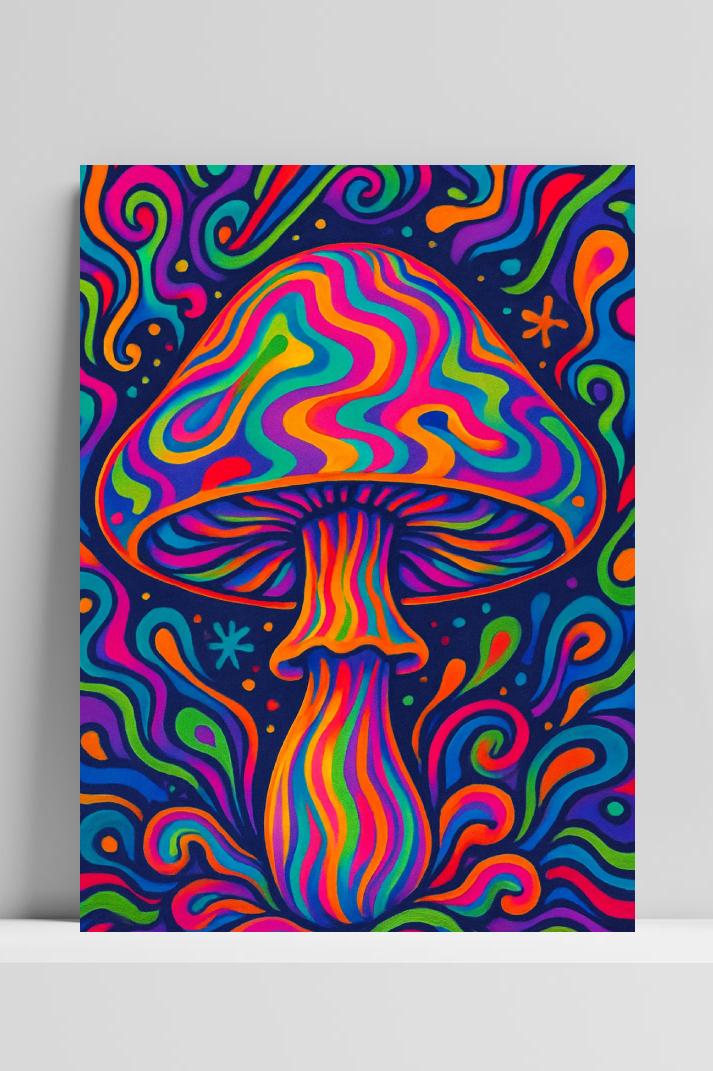 Mushroom Trip Psychedelic Neon in interieur
