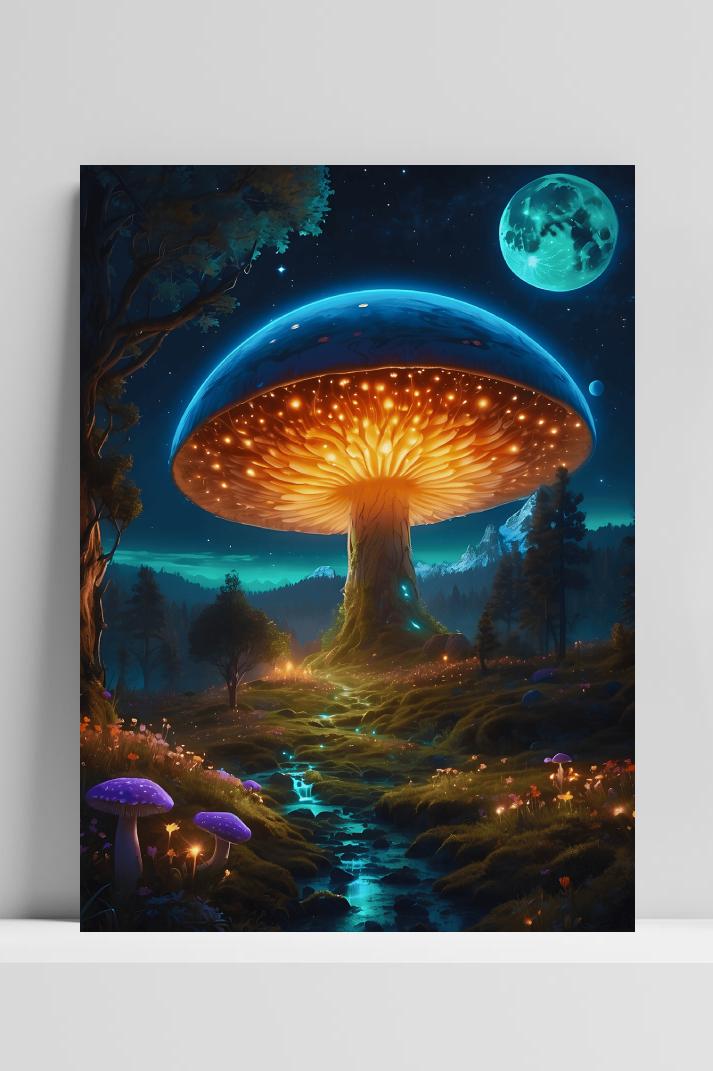 Neon Paddenstoel op 3mm aluminium dibond