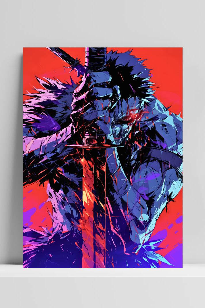Samoerai anime op 3mm aluminium dibond