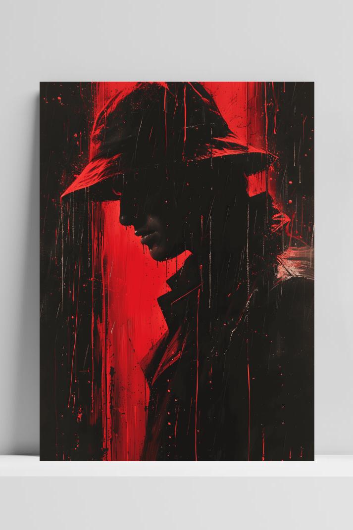 Regenman Rood op 3mm aluminium dibond