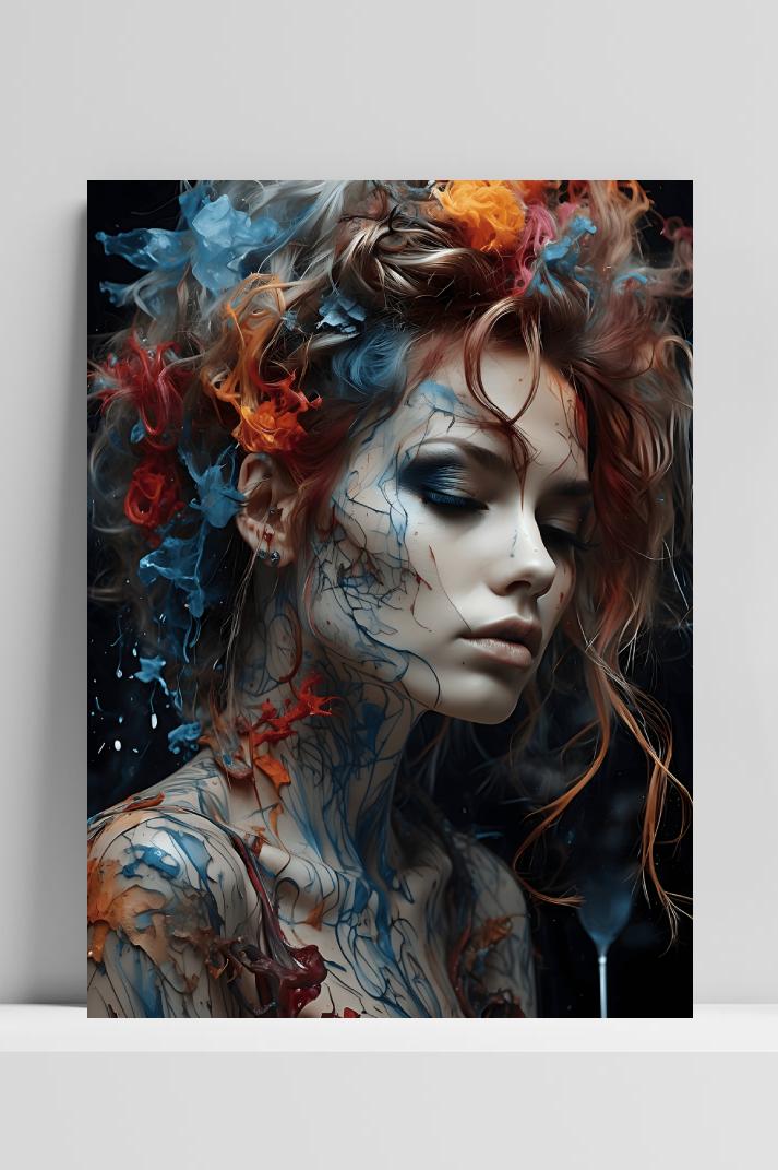 Rook Vrouw op 3mm aluminium dibond