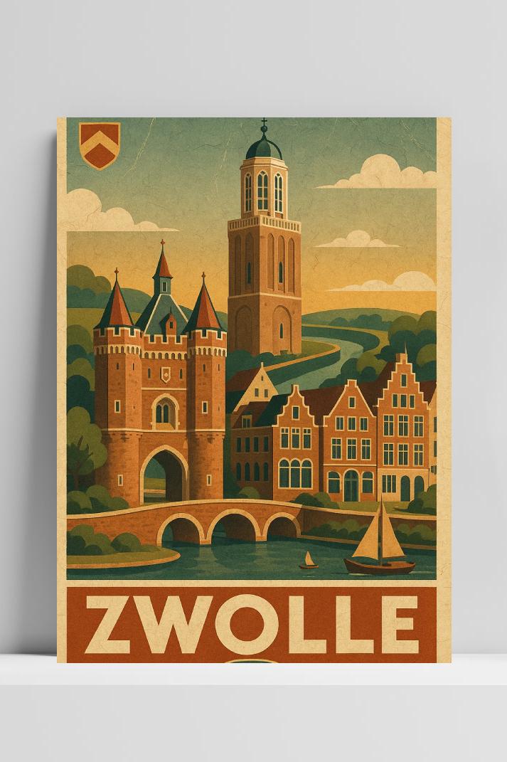 Zwolle Netherlands Vintage Text op 3mm aluminium dibond