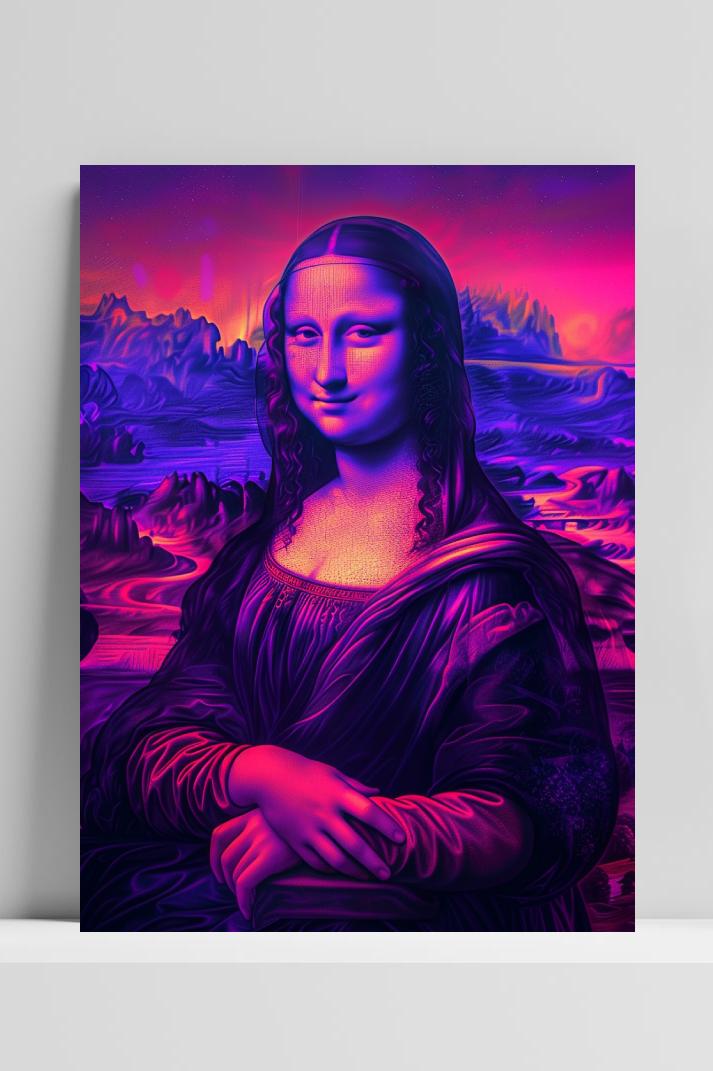 Mona Lisa op 3mm aluminium dibond