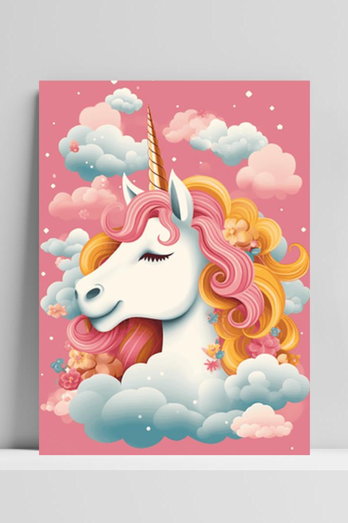 Eenhoorn Roze op 3mm aluminium dibond