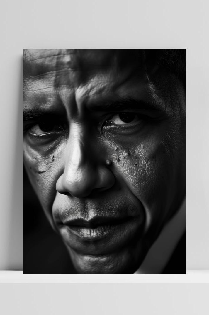 Barack Obama op 3mm aluminium dibond
