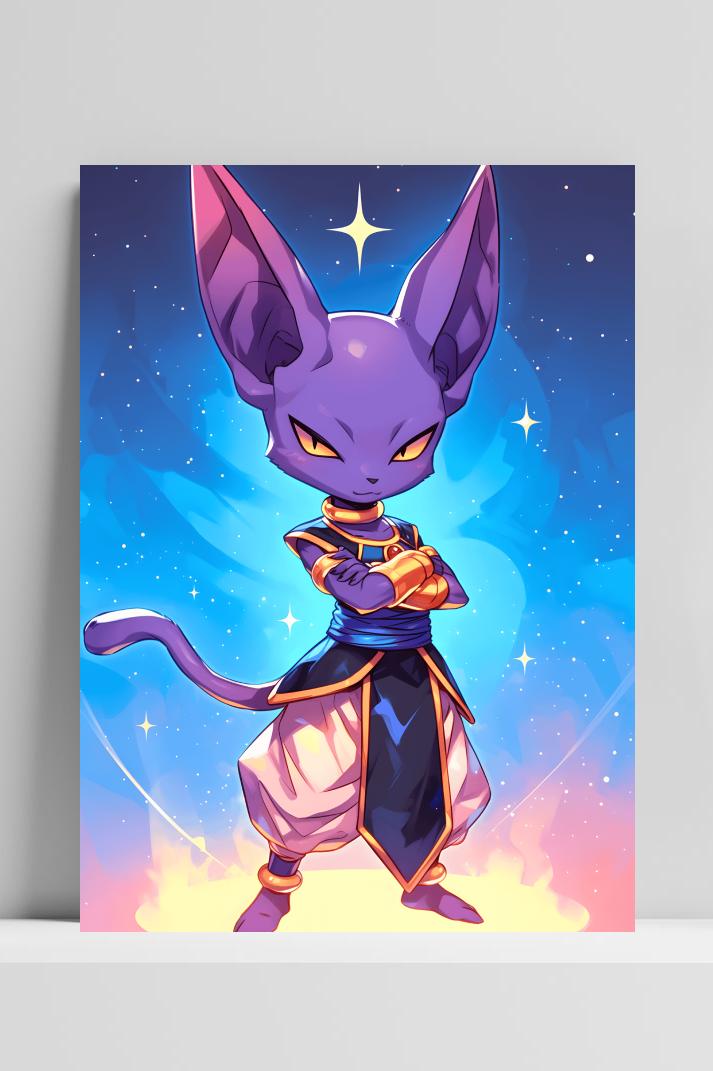 Dragonball Beerus op 3mm aluminium dibond