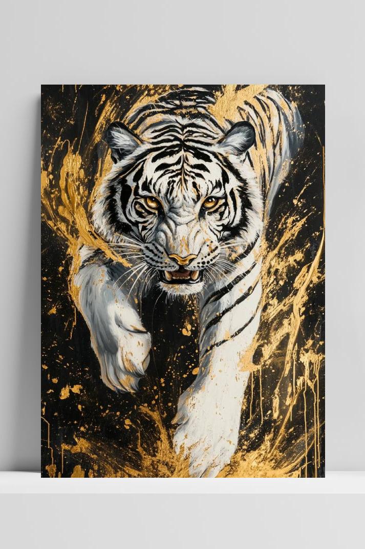 Witte Tijger op 3mm aluminium dibond