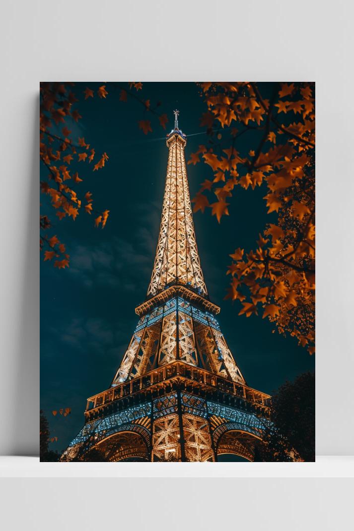 Eiffeltoren bij nacht op 3mm aluminium dibond