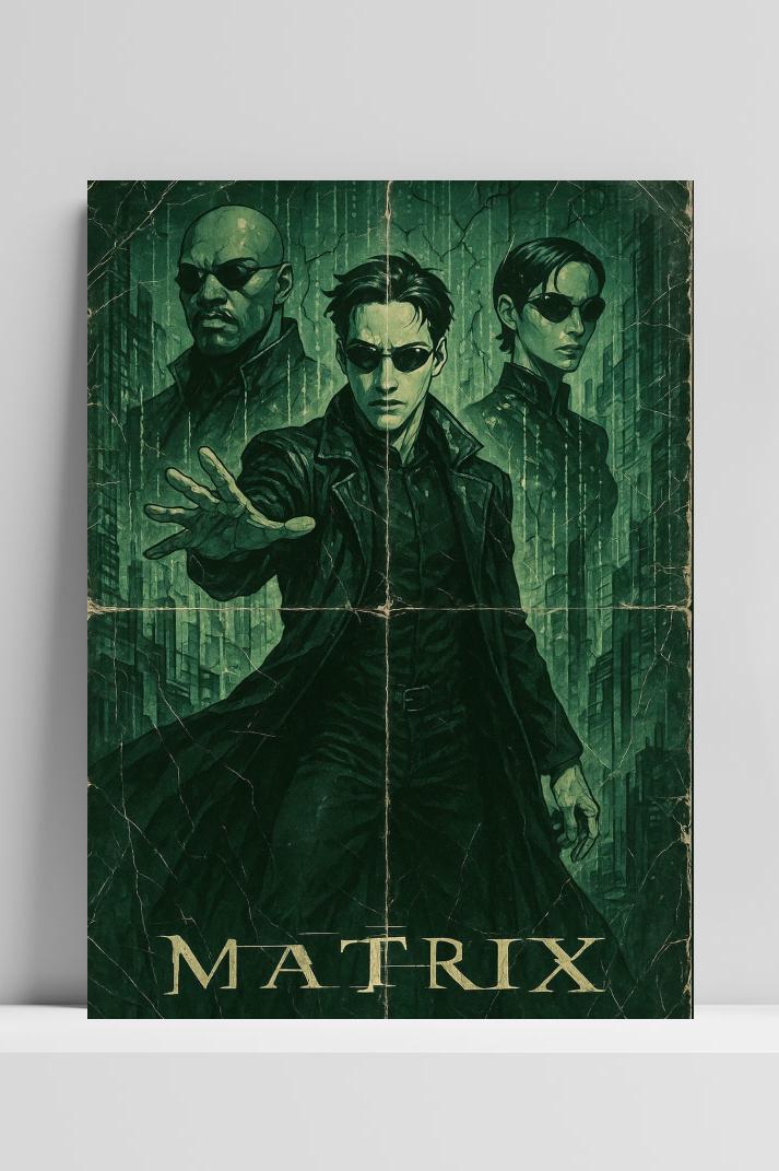 Matrix Cartoon Text op 3mm aluminium dibond
