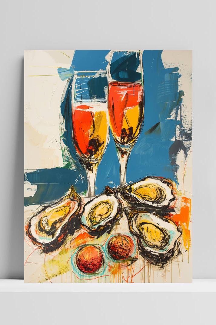 Oesters Aquarel op 3mm aluminium dibond