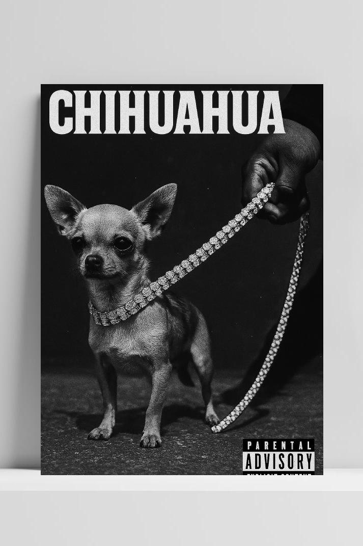 Chihuahua Diamond Leash Zwart-Wit dans un intérieur