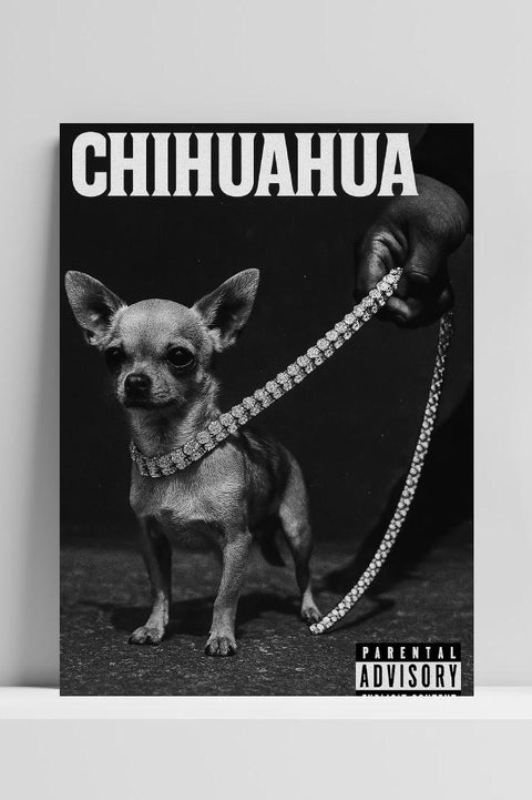 Affiche Chihuahua Diamond Leash Zwart-Wit