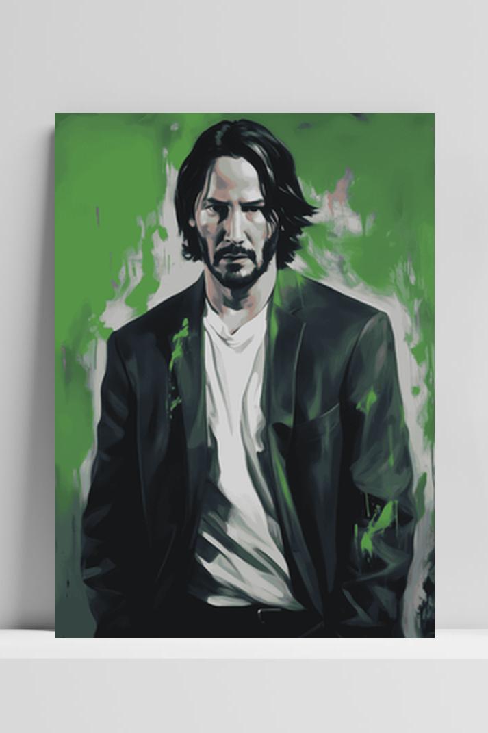 John Wick Groen op 3mm aluminium dibond