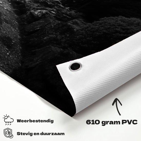 Tuinposter Steenpad materiaal-detail: 610 grams weerbestendig PVC-doek
