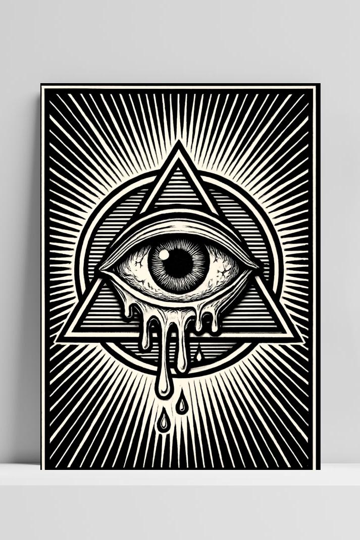 Illuminati Eye of Prividence op 3mm aluminium dibond
