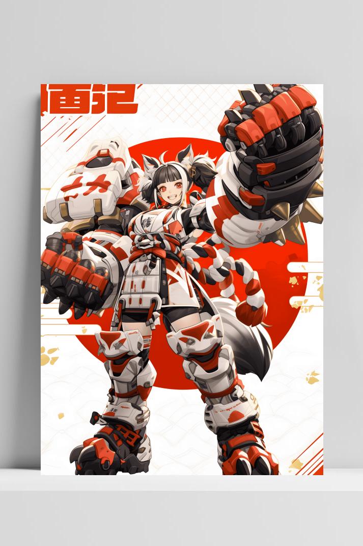 Pantser Meisje Anime op 3mm aluminium dibond
