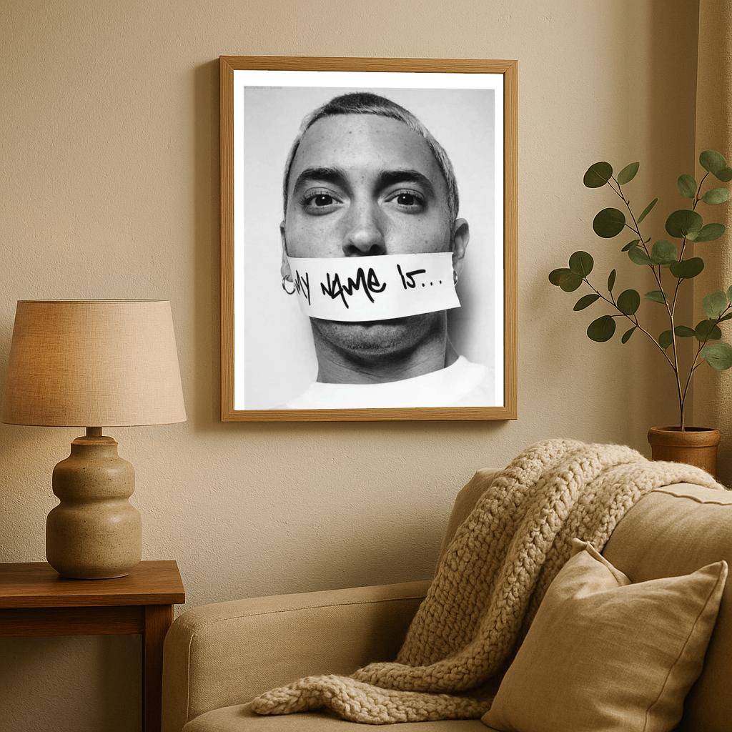 My name is Text Eminem B&W poster sfeerbeeld 2