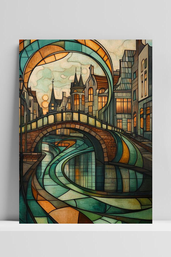 Dutch Canal Mosaic Amsterdam op 3mm aluminium dibond