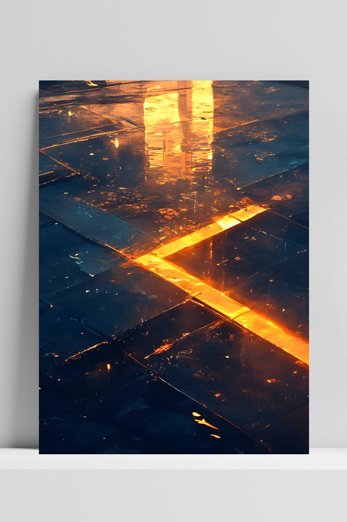 Oranje Vloerlijnen op 3mm aluminium dibond