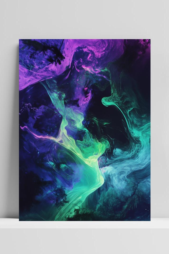 Northern Lights Swirl op 3mm aluminium dibond