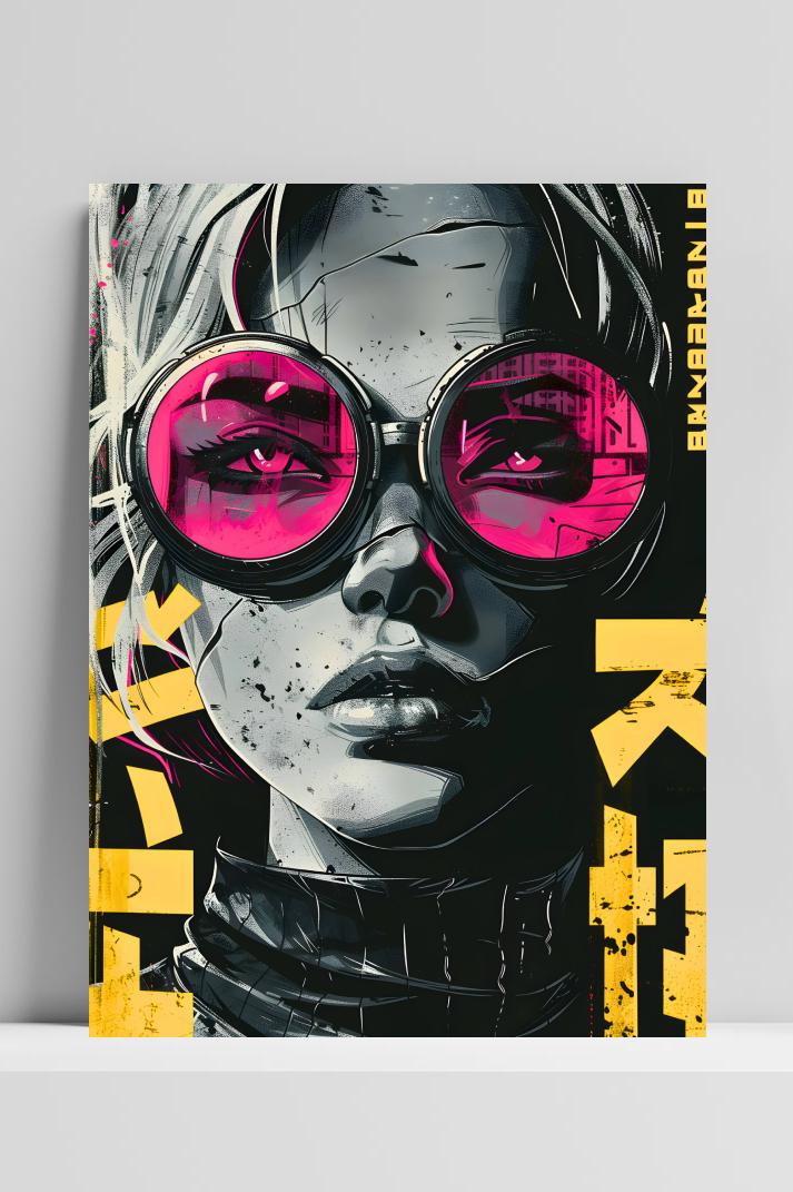Manga Cover Vrouw op 3mm aluminium dibond