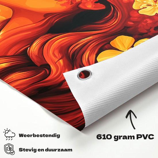 Tuinposter Kleurrijke Godinnen materiaal-detail: 610 grams weerbestendig PVC-doek